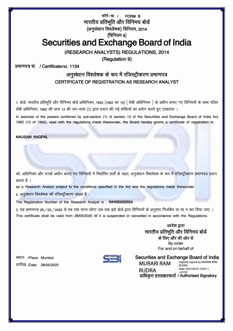 mausam nagpal SEBI RA